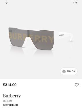 Burberry White Shield Sunglasses with Gradient Smoke Lenses